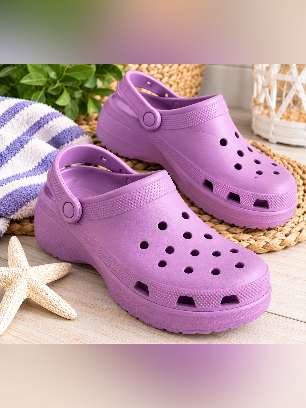 CROCS CLASSIC BAE CLOG PURPLE SIZE 9 COMFORT PLATFORM WOMENS